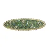 A simple and elegant hair accessory with a white floral hairpin and green crystal accents Item Picture